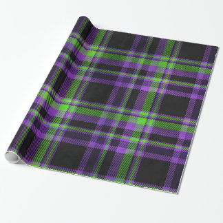 Halloween Purple & Green Plaid Wrapping Paper