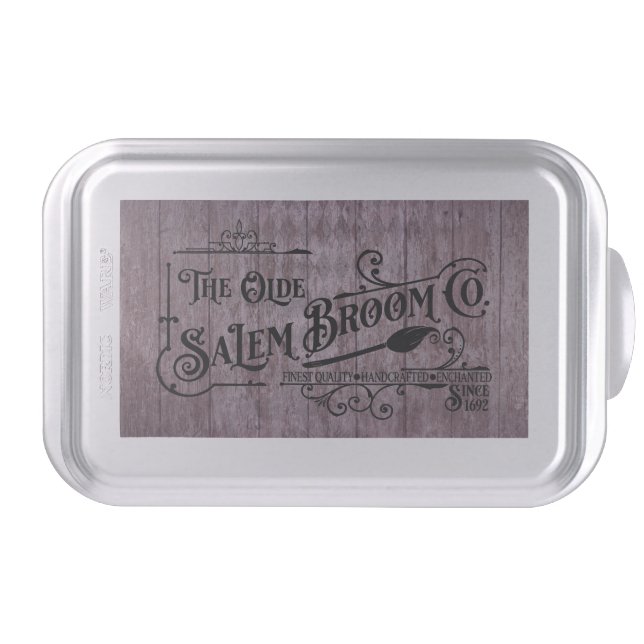Halloween Purple Grunge Gothic Salem Broom Company Cake Pan (Front)