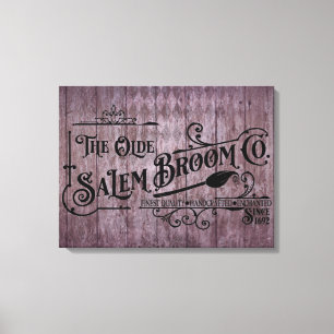 Halloween Purple Grunge Gothic Salem Broom Company Canvas Print