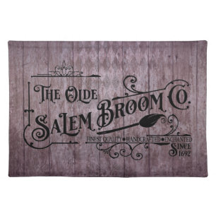 Halloween Purple Grunge Gothic Salem Broom Company Cloth Placemat