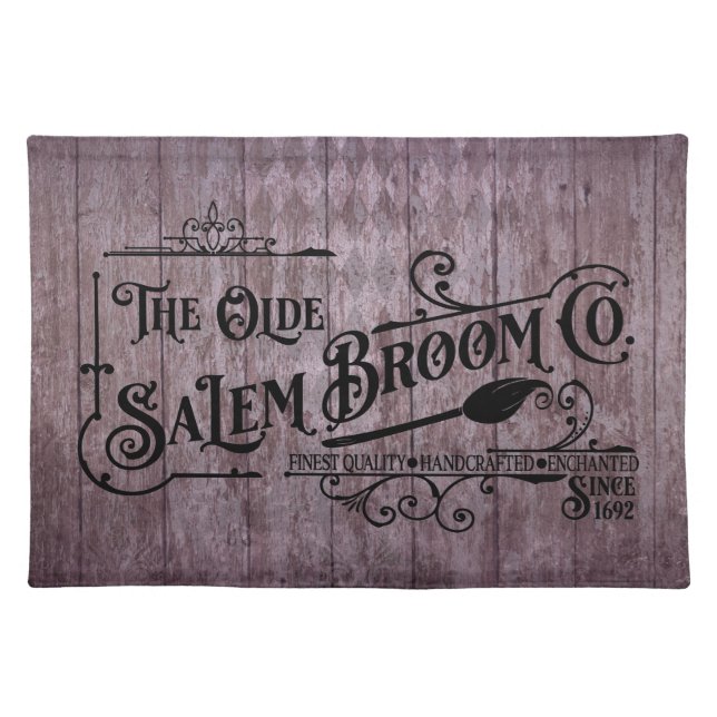 Halloween Purple Grunge Gothic Salem Broom Company Cloth Placemat (Front)