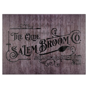 Halloween Purple Grunge Gothic Salem Broom Company Cutting Board