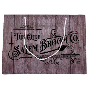 Halloween Purple Grunge Gothic Salem Broom Company Large Gift Bag
