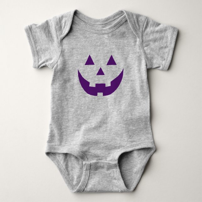 Halloween purple Jack o lantern pumpkin costume Baby Bodysuit (Front)