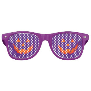 Halloween purple Jack o lantern pumpkin face  Retro Sunglasses