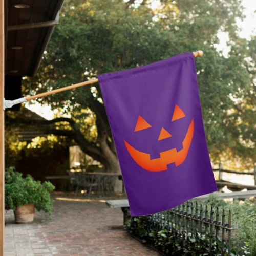 Halloween purple neon orange Jack o lantern spooky House Flag