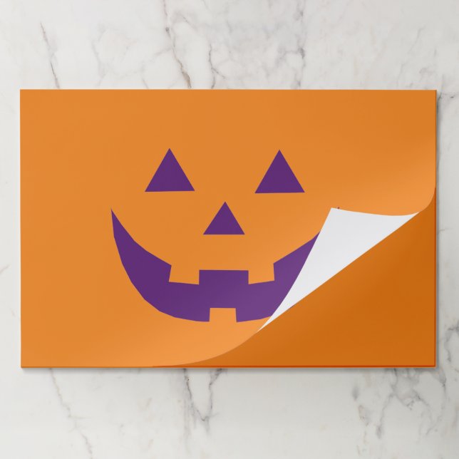 Halloween purple orange Jack o lantern placemats (Folded)