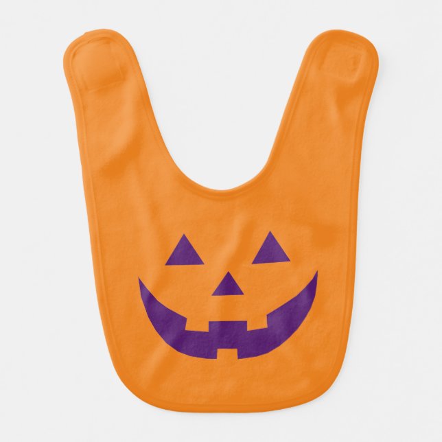 Halloween purple orange Jack o lantern pumpkin Baby Bib (Front)