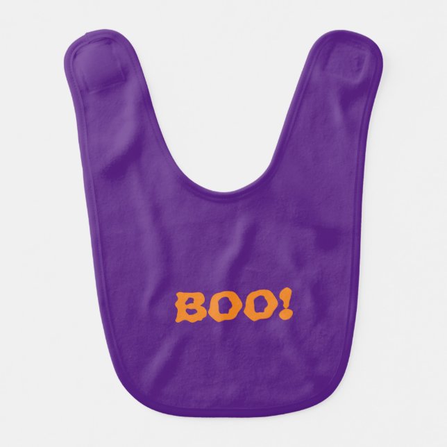 Halloween purple orange scary boo! cute baby bib (Front)