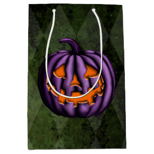 Halloween Purple Pumpkin Green Grunge Medium Gift Bag
