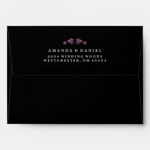 Halloween Purple Rose Matching Wedding Envelope