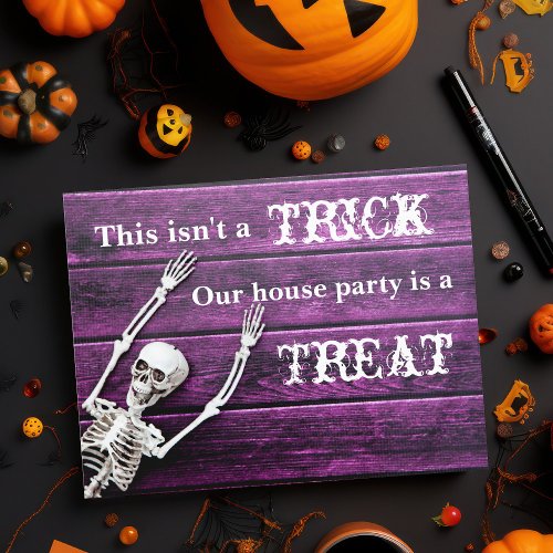 Halloween Purple Skeleton Custom House Party Postcard