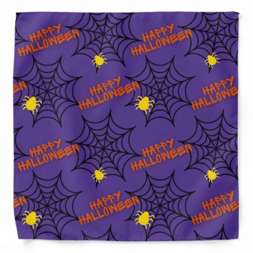 Halloween Purple Spider Web Bandana