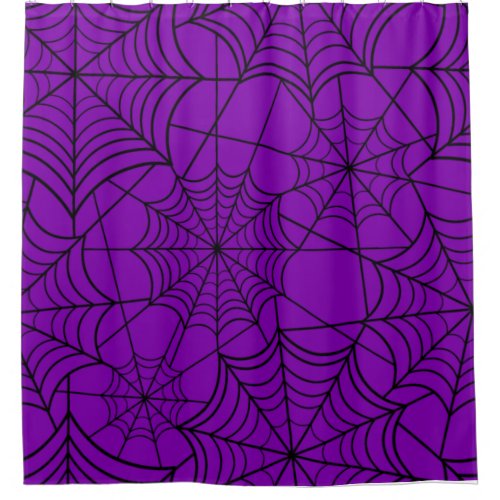 halloween purple spider web shower curtain