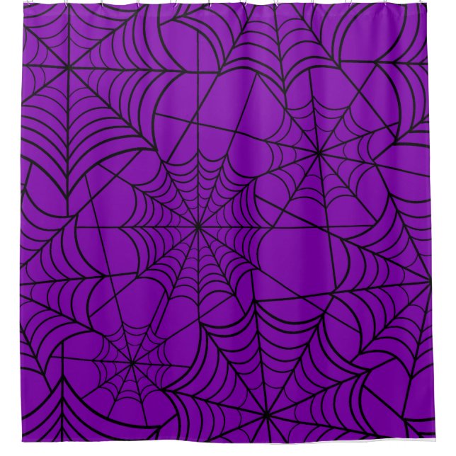 halloween purple spider web shower curtain (Front)