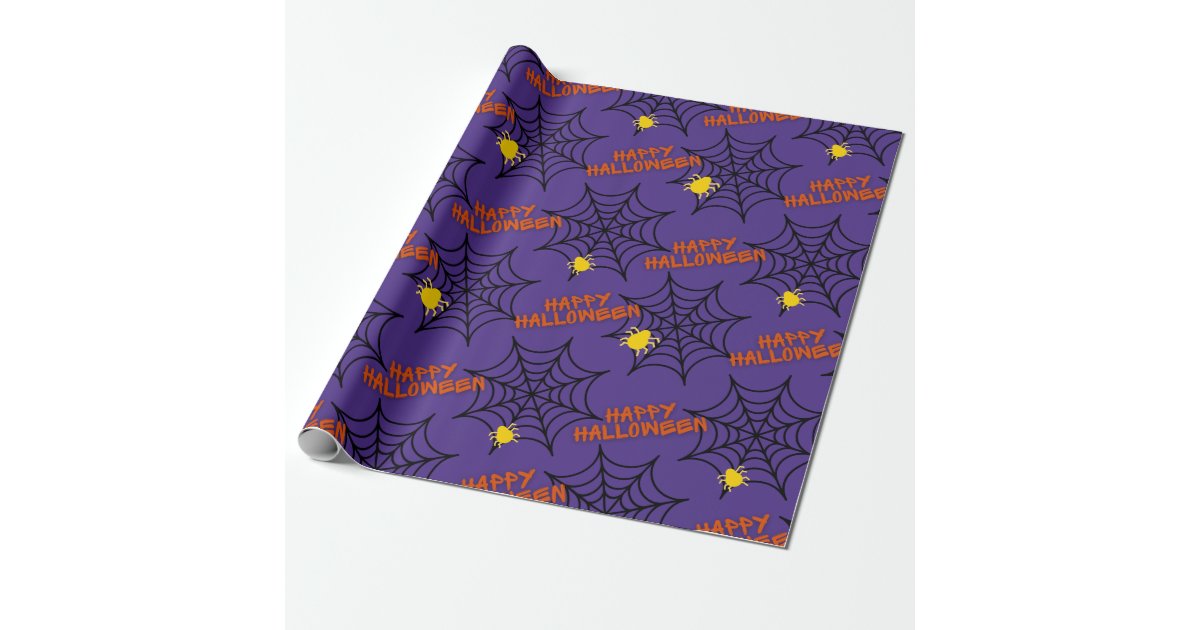 Spiderweb on Purple Halloween Craft or Gift Wrapping Paper