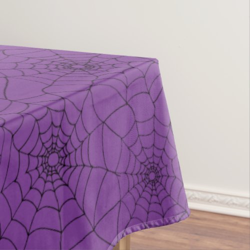 Halloween Purple Spiders Webs Cobwebs Tablecloth