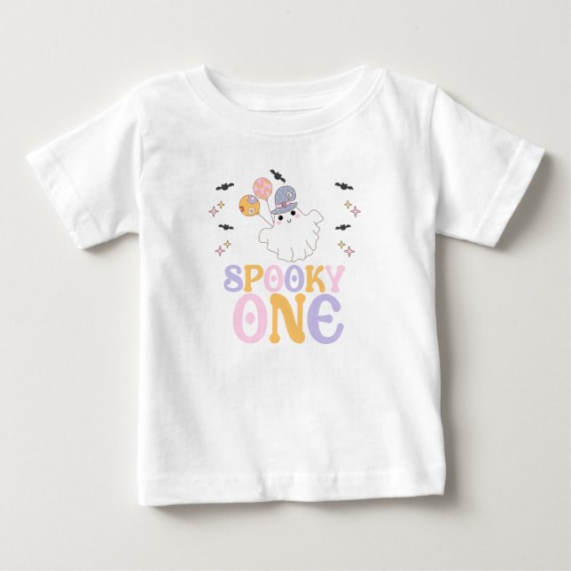 Halloween Purple Spooky One Halloween 1st Birthday Baby T-Shirt (Front)