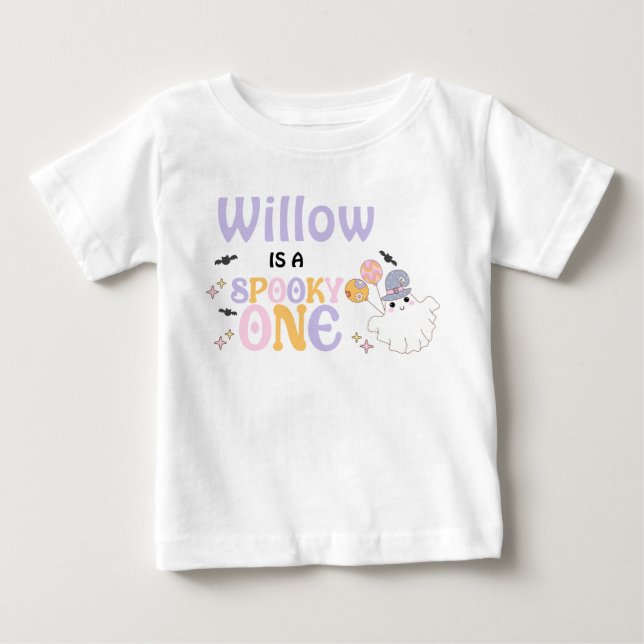 Halloween Purple Spooky One Halloween 1st Birthday Baby T-Shirt (Front)