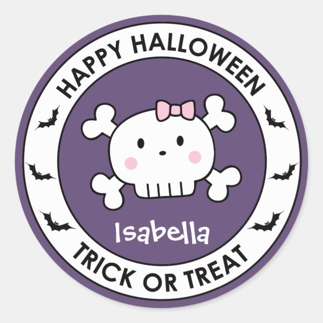 Halloween Purple Treat Bag Sticker Label (Front)