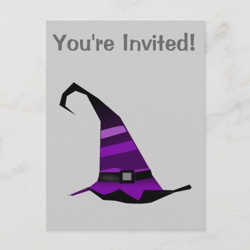 Halloween Purple Witches Hat Invitation Postcard