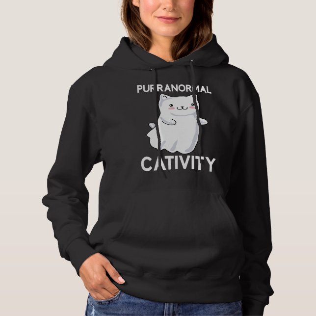 Halloween  Purranormal Cativity Ghost Cat Hoodie (Front)