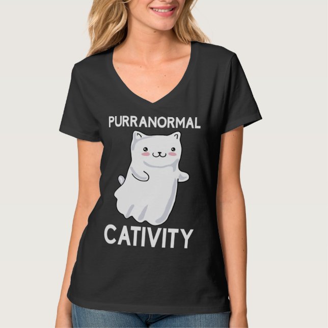 Halloween  Purranormal Cativity Ghost Cat T-Shirt (Front)