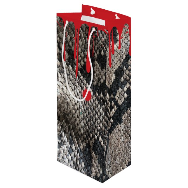Halloween Python Snake Skin - Gory Dripping Blood Wine Gift Bag (Back Angled)