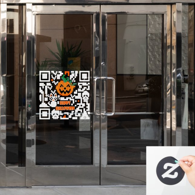 Halloween QR code Window Cling (Office Door)