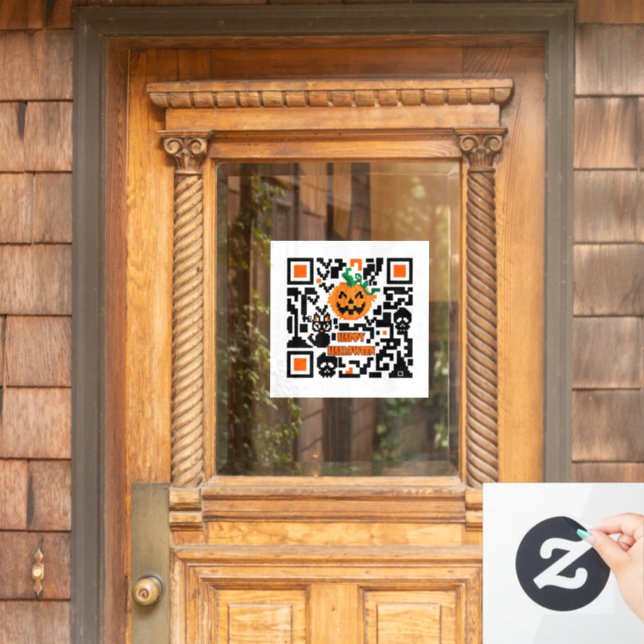 Halloween QR code Window Cling (Home Door)