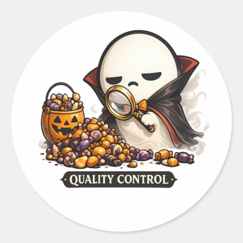 Halloween Quality Control Cute Vampire Classic Round Sticker