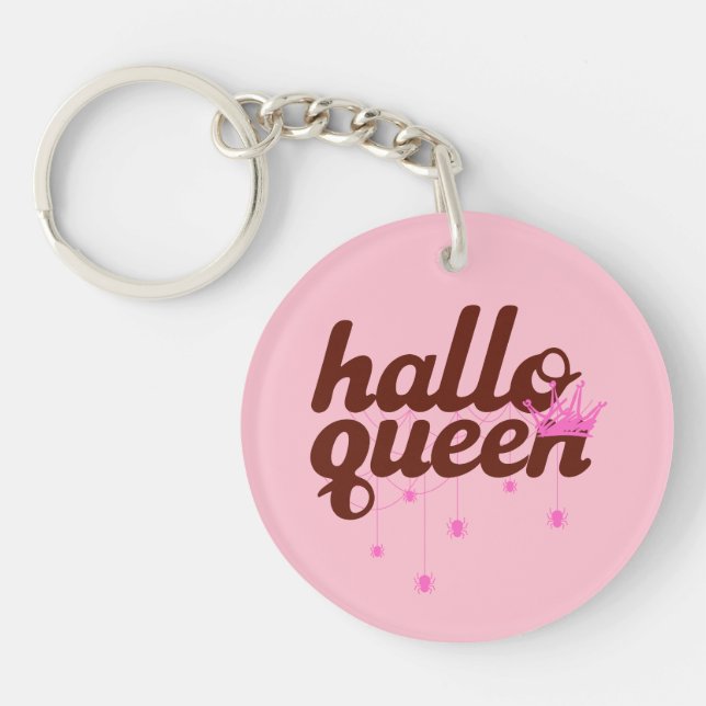 Halloween Queen, Halloqueen, Retro Halloween Art Keychain (Front)