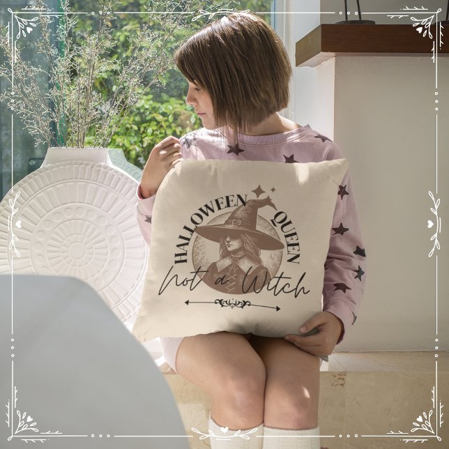 Halloween Queen, Not a Witch Throw Pillow (Halloween Queen, Not a Witch Cover from The Beekeeper Store)