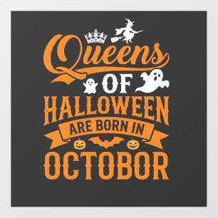 Halloween Queens Born in October Vintage Typograph Floor Decals