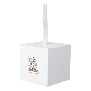 Halloween Quote Boo to You From Our Crew Vintage E Cube Ornament