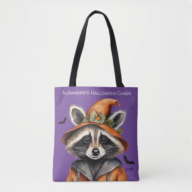 Halloween Raccoon Custom Tote Bag (Front)