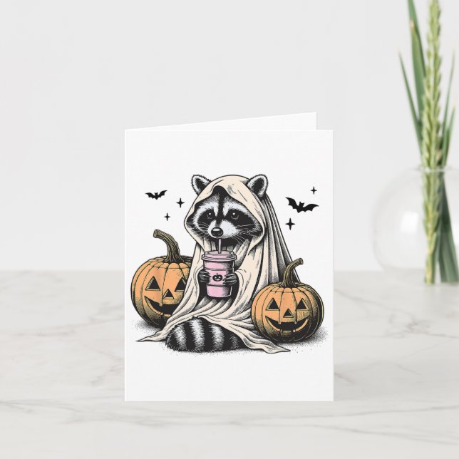 Halloween Raccoon Ghost  Card (Front)