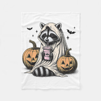 Halloween Raccoon Ghost Fleece Blanket
