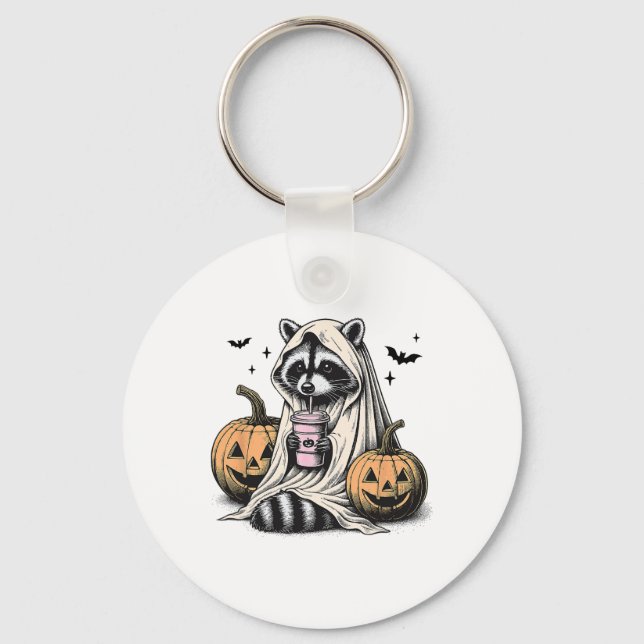 Halloween Raccoon Ghost  Keychain (Front)