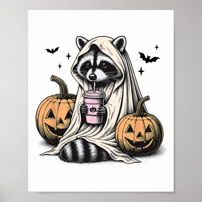 Halloween Raccoon Ghost  Poster (Front)