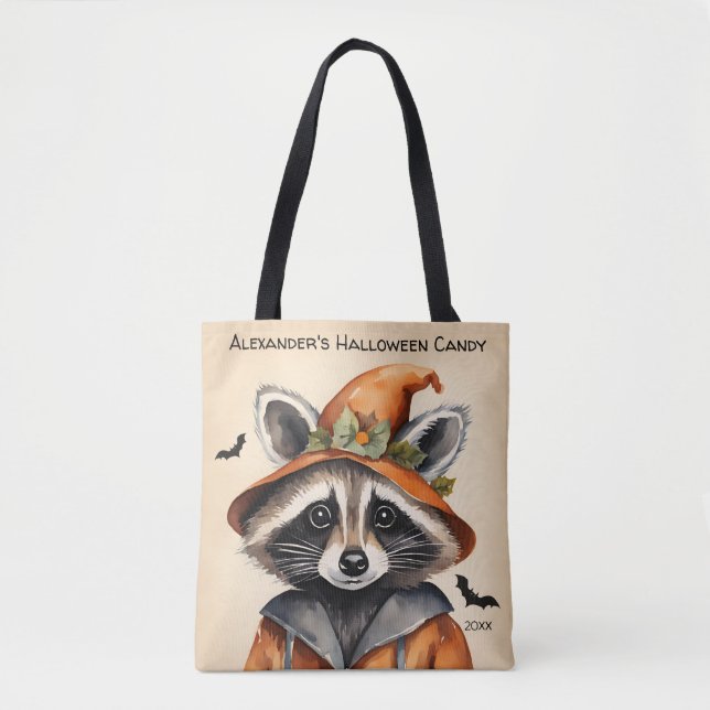 Halloween Raccoon Personalized  Tote Bag (Front)