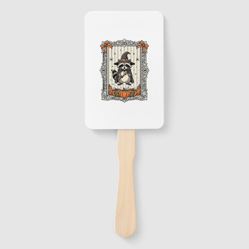 Halloween Raccoon Witch Pumpkin Vintage Cute_1 Hand Fan