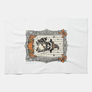 Halloween Raccoon Witch Pumpkin Vintage Cute_1 Kitchen Towel