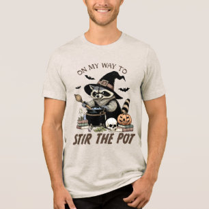 Halloween Raccoon Wizard Funny Modern Tri-Blend Shirt