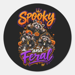 Halloween Raccoons Spooky Feral Hip Hop Favor Classic Round Sticker