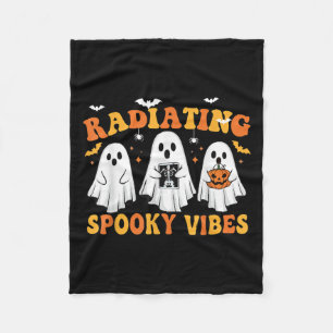 Halloween Radiating Spooky Vibes Ghost X-ray Radio Fleece Blanket