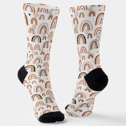 Halloween rainbow and heart seamless pattern socks