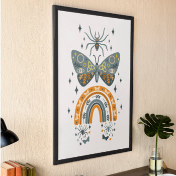 Halloween Rainbow  Butterflies And Spiders Poster by artOnWear at Zazzle