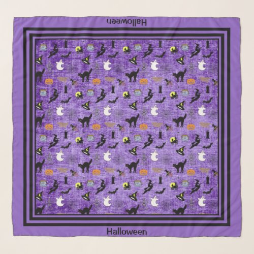 Halloween Random Iconic Pattern Purple Scarf