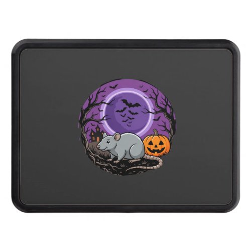 Halloween Rat Moonlit Pumpkin Vector Design Hitch Cover